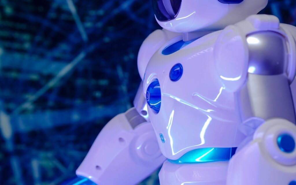Humanoid robot representing a multimodal AI agent that perceives and acts